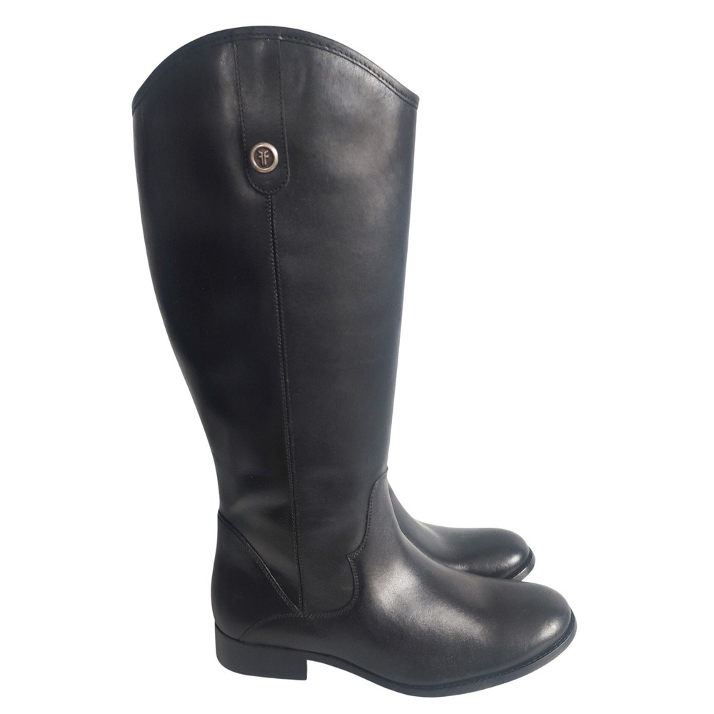 Frye Boots Size 10 Black Leather Tall Knee High Melissa Riding Equestrian Preppy